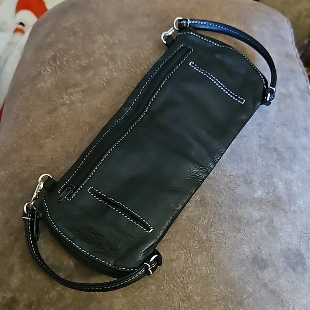 3/$30 VTG Black Leather Mini Folding Change Pouch